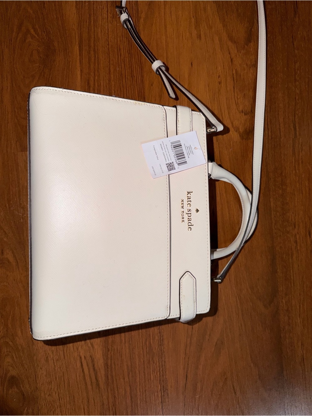 kate spade cream leather structured satchel with top handle